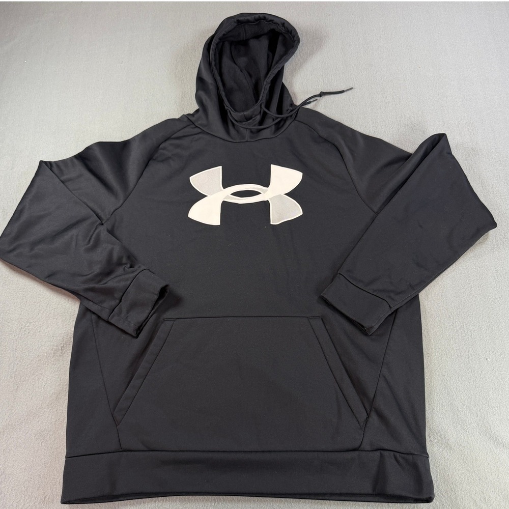 Under Armour Mens Big Logo Hoodie Black Loose Fit Sweatshirt Large LG